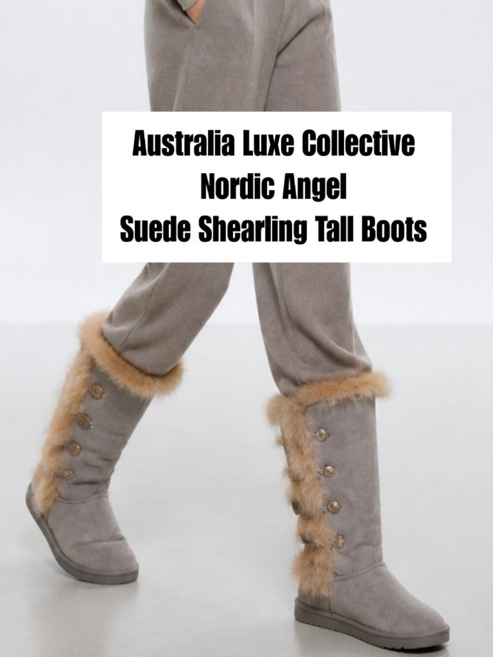 Australia Luxe Collective Nordic Angel Tall Gray Suede Shearling Boots